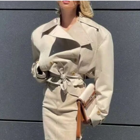 Helsa Jackets & Blazers - BEST Helsa Oversized Cropped Trench Coat Jacket XSmall Chino Khaki Quiet Lux